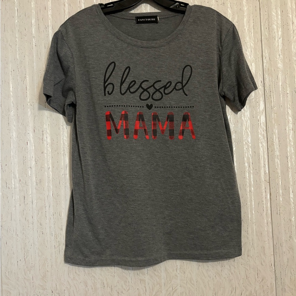 💕 (4 for $15) Gray 'Blessed Mama' Short Sleeve Tee